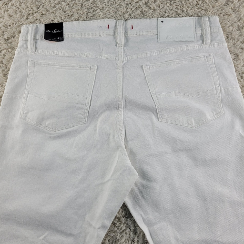 Robert Graham Perfect Fit Jeans Men's 36x33.5 White Straight Leg Trousers NEW - Picture 11 of 14